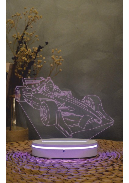 F1 Yarış Arabası - 3 Boyutlu Led Lamba 16 Renk Dekoratif Gece Lambası 3d