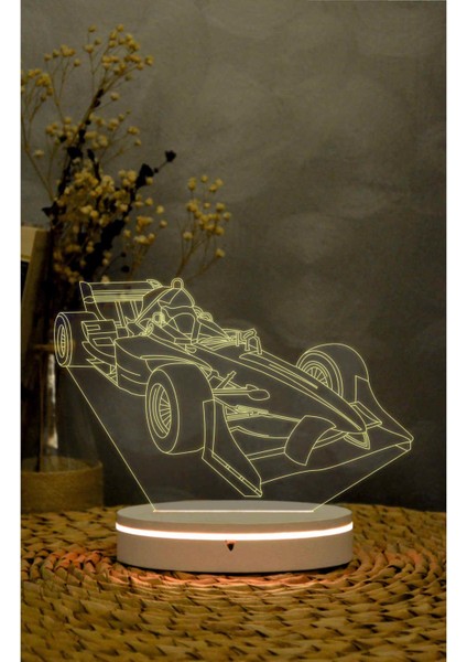 F1 Yarış Arabası - 3 Boyutlu Led Lamba 16 Renk Dekoratif Gece Lambası 3d