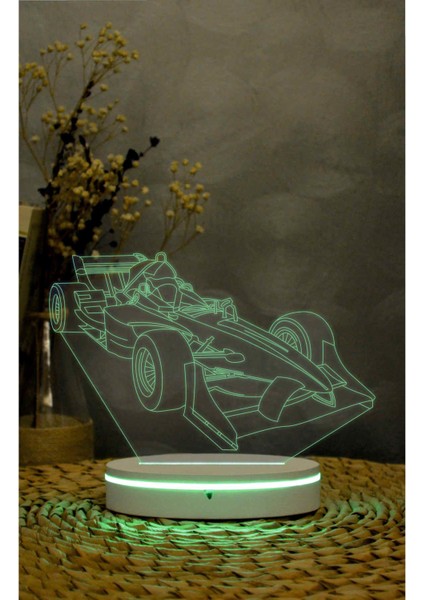 F1 Yarış Arabası - 3 Boyutlu Led Lamba 16 Renk Dekoratif Gece Lambası 3d