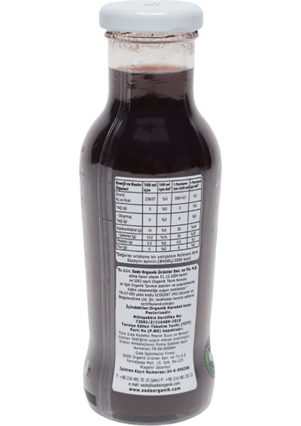 Organik x 4 Şişe Karadut Suyu 250 ml