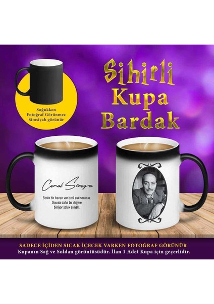 Cemal Süreya Söz Yazılı Sihirli Hediyelik Kupa BARDAK-S-104