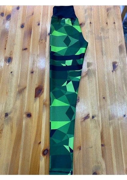 Yeşil Geometrik Desen Spor Tayt fırsatları