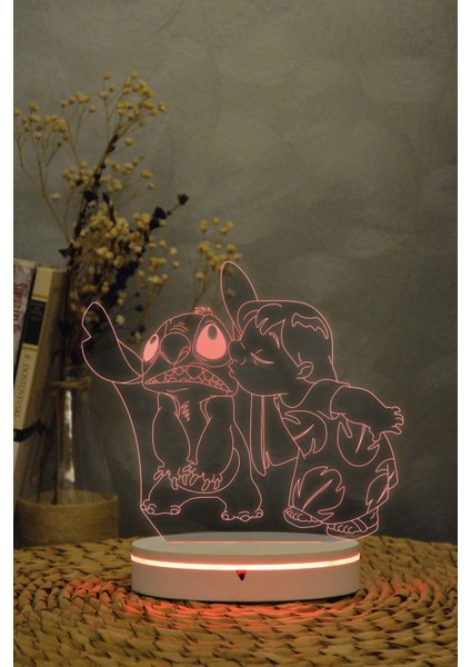Lilo Ve Stich - 3 Boyutlu 16 Renk Dekoratif Gece Lambası 3d