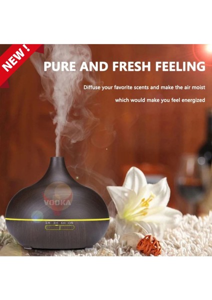 Uzaktan Kumandalı 550 ml Ultrasonik Aroma Difüzörü, LED ile Hava Nemlendirici, Siyah fiyatları