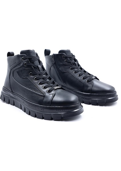H24865D Derry Hakiki Deri Erkek Siyah Postal Bot