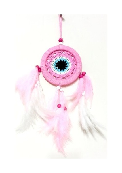 Pembe Dream Catcher Pembe Ve Beyaz Kuş Tüylü Düş Kapanı El Yapımı Duvar Süsü