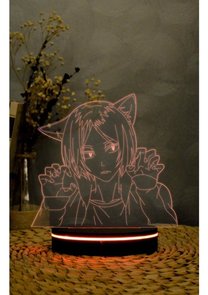 Kenma Kozume , Haikyuu - 3 Boyutlu LED Lamba 16 Renk Dekoratif Anime Gece Lambası 3D