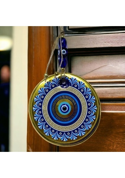 Altın Varak Nazar Boncuklu Duvar Süsü Cam Duvar Dekoru