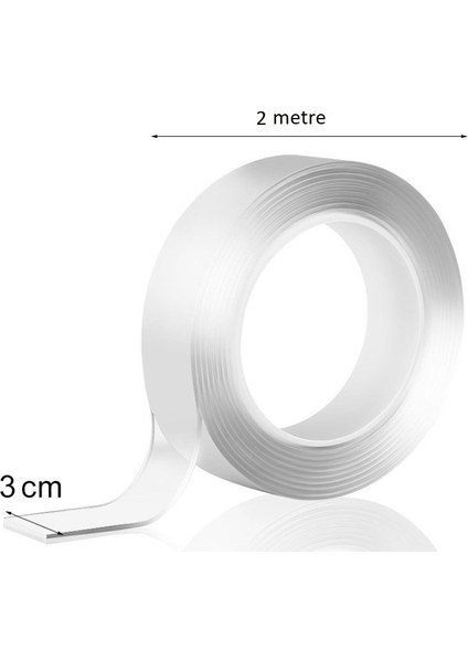 2m*3cm Çift Taraflı Şeffaf Bant 2 Metre