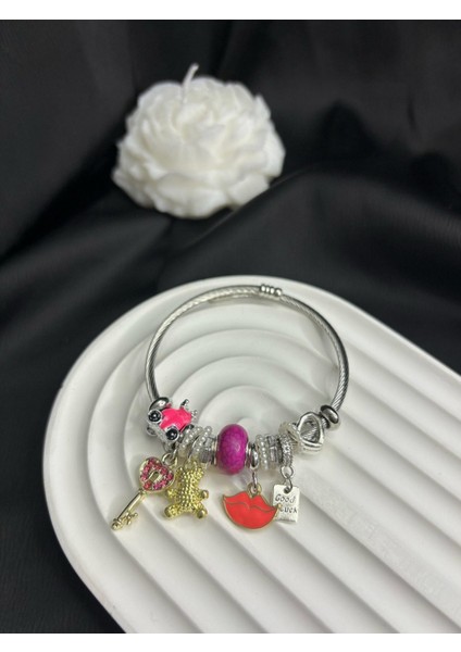 Trendy Yaratıcı Kelebek Elastik Çelik Bileklik Dekoratif Aksesuarlı