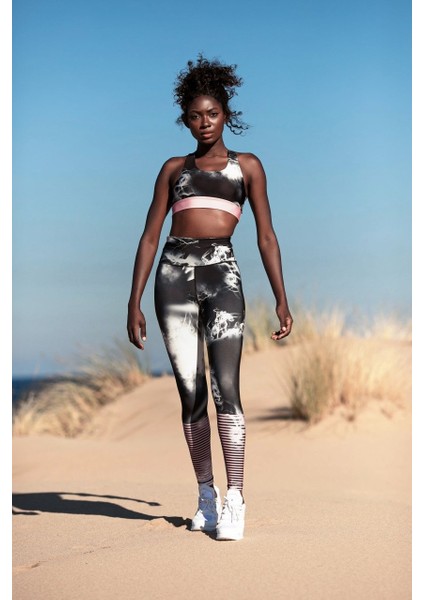 Paçası Çizgi Detaylı Duman Desen Spor Tayt fiyatları