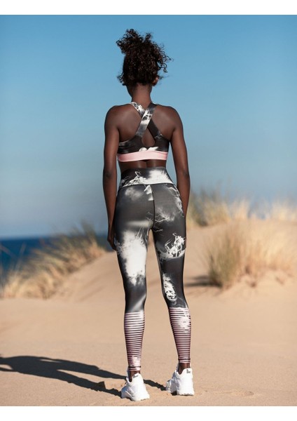 Paçası Çizgi Detaylı Duman Desen Spor Tayt modelleri