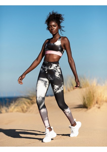 Paçası Çizgi Detaylı Duman Desen Spor Tayt indirimleri