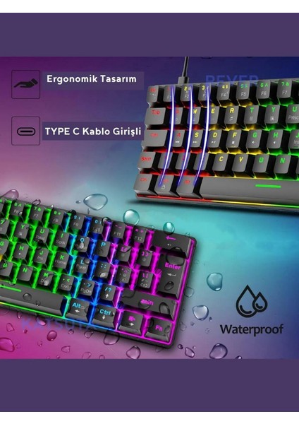 T60 Rgb Mekanik Siyah Klavye Mouse Hediyeli Kablolu Gaming Driverli Oyuncu Mini Klavye modelleri