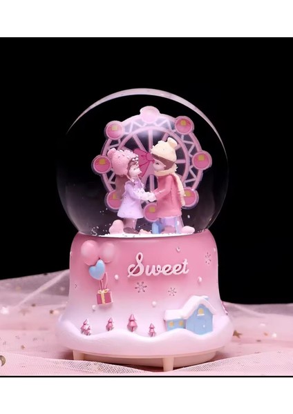 Dönme Dolap Önünde Sevgililer Büyük Boy Işıklı Müzikli Kar Küresi modelleri