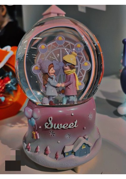 Dönme Dolap Önünde Sevgililer Büyük Boy Işıklı Müzikli Kar Küresi indirimleri