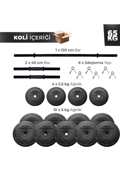 65 kg Dambıl Seti, Halter Seti ve Ağırlık Fitness Seti fiyatları