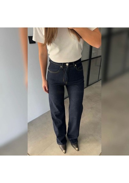 Yüksek Bel Straight Kadın Jean