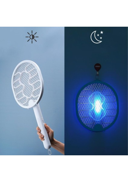 Sineklik 5 W 400MAH Asılabilen Masaüstü Durabilen Katlanabilir Şarjlı Raket Sinek Kovucu