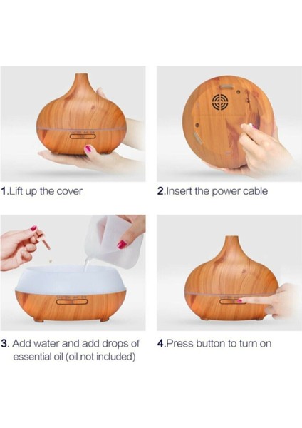 550ml Ultrasonik Hava Nemlendirici ve Aromaterapi Difüzörü, Kahverengi fırsatları
