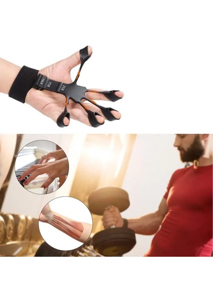 Tekno Trust Siyah Yeni Parmak Tutucu Parmak Güçlendirme Direnç Bandı Silikon Gitar Parmak Egzersiz 6 Seviye 1 A