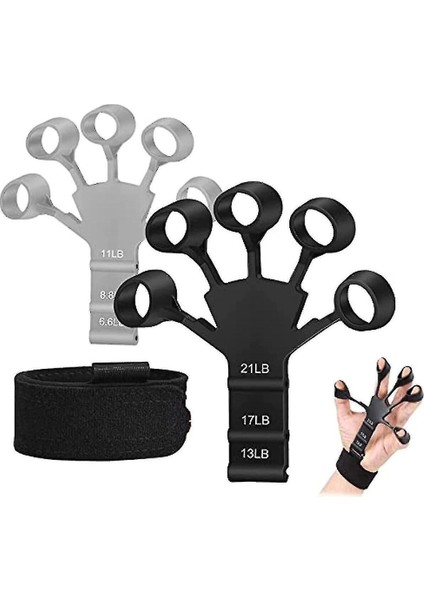 Tekno Trust Siyah Yeni Parmak Tutucu Parmak Güçlendirme Direnç Bandı Silikon Gitar Parmak Egzersiz 6 Seviye 1 A