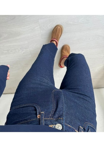Yüksek Bel Kesik Paça Kadın Jean Boyfit