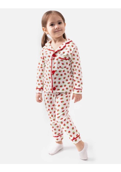 Çilek Baskılı Kız Çocuk, Bebek Pijama Takımı