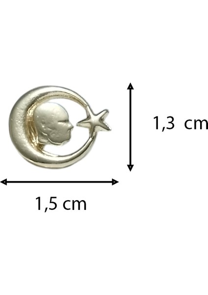 Ay Yıldız Içinde Atatürk Silüeti Gold Renk Metal Yaka Rozeti modelleri