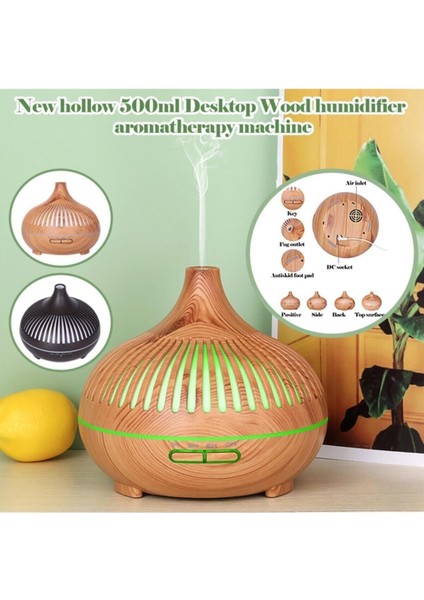 Renkli Led Işıklı Ultrasonik Hava Nemlendirici ve Aromatik Difüzör 500 ml, Ahşap Görünüm fiyatları