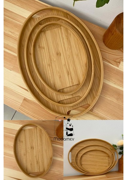 3lü Lüx Iskandinav Bambu Tepsi Seti Çay Tepsisi, Oval Tepsi, Kahve Sunum Tepsisi Oval Köşe Tepsi modelleri
