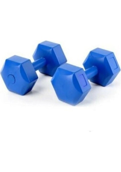 Tekno Trust Spor 2 kg x 2 Adet Deluxe Pvc Kaplama Mavi Plastik Dambıl Ağırlık Seti