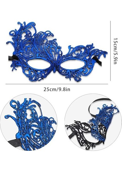 Mavi Renk Dantel Kesim Dantel Işlemeli Balo Parti Maskesi fiyatları