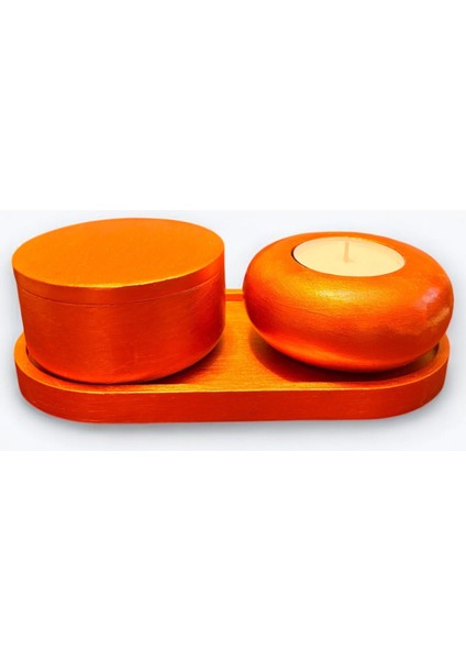 El Yapımı 3'lü Dekoratif Mumluk ve Organizer Set – Bakır Tonlarda Modern & Estetik Tasarım