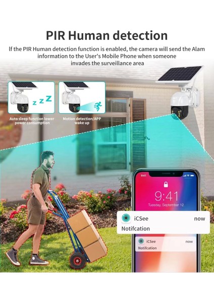 Wi-fi Uygulamalı Gece Görüşlü Solar Güneş Enerjili Kamera Akıllı Dış Mekan Güvenlik Kamerası