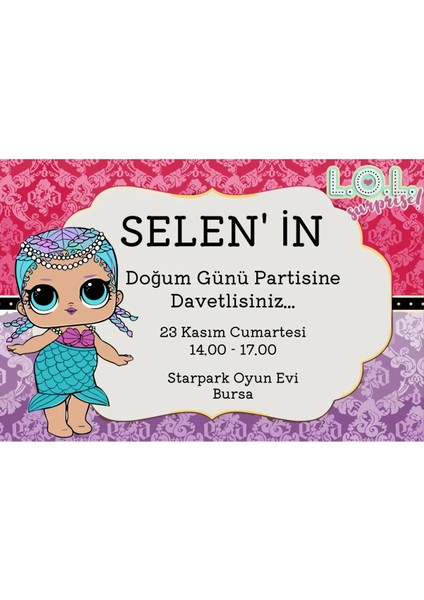 Figürlü Doğum Günü Davetiyesi 30 Adet Model 5