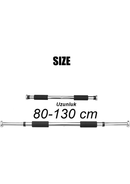 Tekno Trust 80 - 100 cm Uzun Boy 80-130CM Krom Kapı Barı Koridor Barfiksi Barfix Spor Aleti Demiri Barfiks Çubu