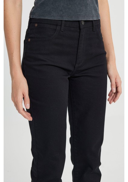 Straight Fit Düz Kesim Yüksek Bel Düz Paça Siyah Jean Kot Pantolon indirimleri