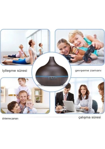 550 ml Ultrasonik Aroma Difüzörü, Renkli Led Işıklı, Oda Kokusu ve Nemlendirici, Kahverengi indirimleri