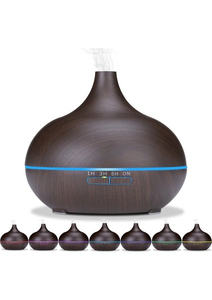 Ahşap Görünüm Ultrasonik Difüzör, 7 Renk LED Işıklı, 550ml, Kahverengi, 2 Yıl Garanti fiyatları