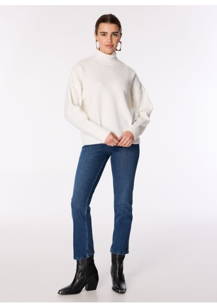 Normal Bel Düz Paça Straight Mavi Kadın Denim Pantolon Crosby Relax Straıght