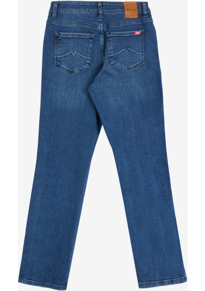 Normal Bel Düz Paça Straight Mavi Kadın Denim Pantolon Crosby Relax Straıght fırsatları