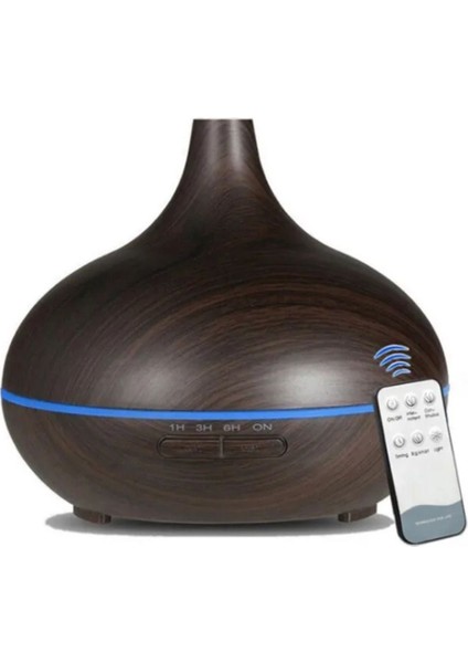7 LED Işıklı Aromatik Oda Kokusu ve Nemlendirici 550 ml, Koyu Kahverengi