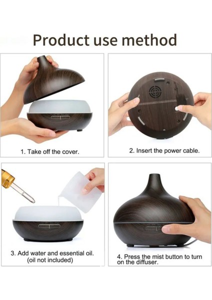 7 LED Işıklı Aromatik Oda Kokusu ve Nemlendirici 550 ml, Koyu Kahverengi fırsatları