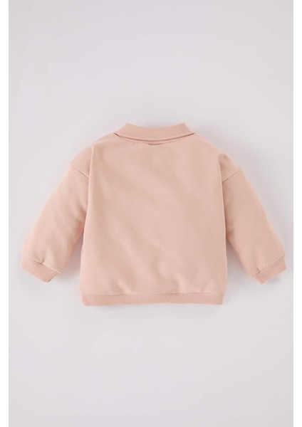 Kız Bebek Gömlek Yaka Baskılı İçi Yumuşak Tüylü Sweatshirt D7210A524WN