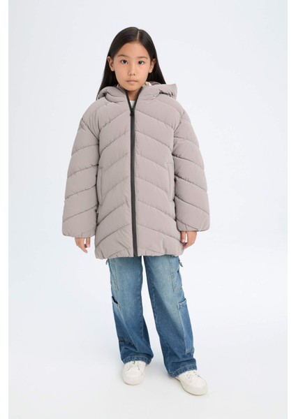 Kız Çocuk Su İtici Kapüşonlu Parka C8520A824AU