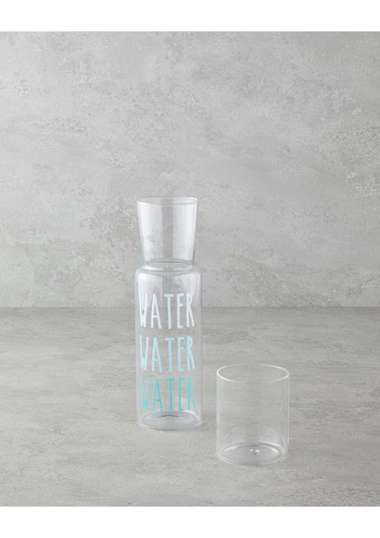 Watery Cam Başucu Sürahi 750 ml + 250 ml Mavi