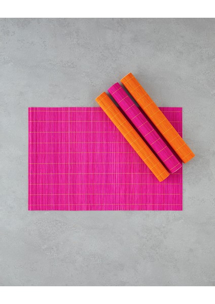 Grove Bambu 4'lü Amerikan Servis 30X45 cm Pembe - Turuncu