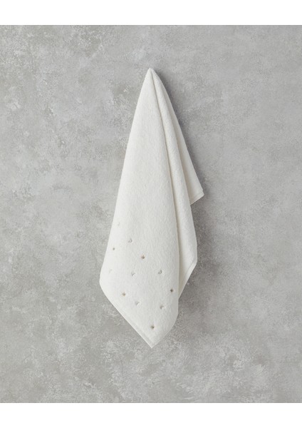 Moonstar Pamuklu Nakışlı Yüz Havlusu 50X80 cm Ekru