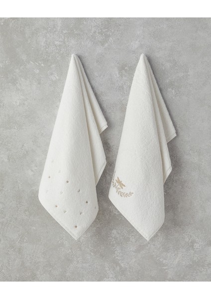 Moonstar Pamuklu Nakışlı Yüz Havlusu 50X80 cm Ekru modelleri